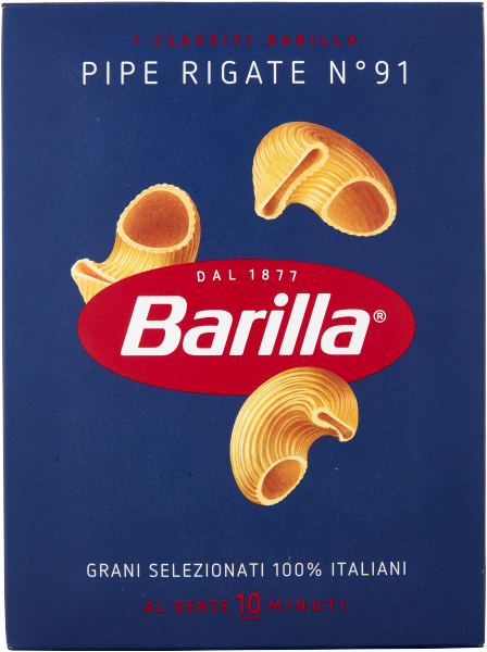 BARILLA PASTA DI SEMOLA PIPE RIGATE N.91 500 GR (24 in a box)