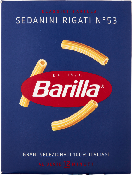 BARILLA PASTA DI SEMOLA SEDANINI RIGATI N.53 500 GR (28 in a box)