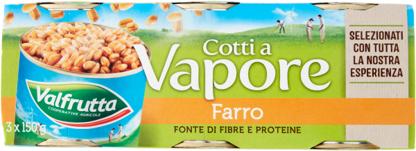VALFRUTTA COTTO A VAPORE SPELT TIN 150 GR X3 (8 in a box)