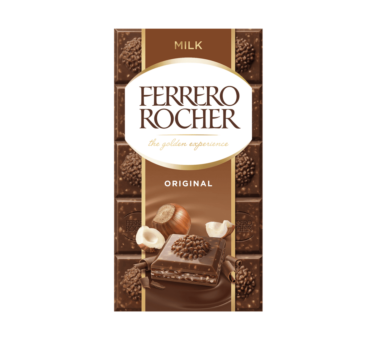 FERRERO ROCHER CHOCOLATE BAR MILK HAZELNUT 90 GR (8 in a box)
