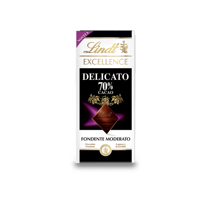 LINDT EXCELLENCE CHOCOLATE BAR DARK DELICATO 70% 100 GR (20 in a box)