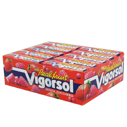 VIGORSOL CHEWING GUM REAL FRUIT SUGAR FREE STICK 54 GR (40 in a box)