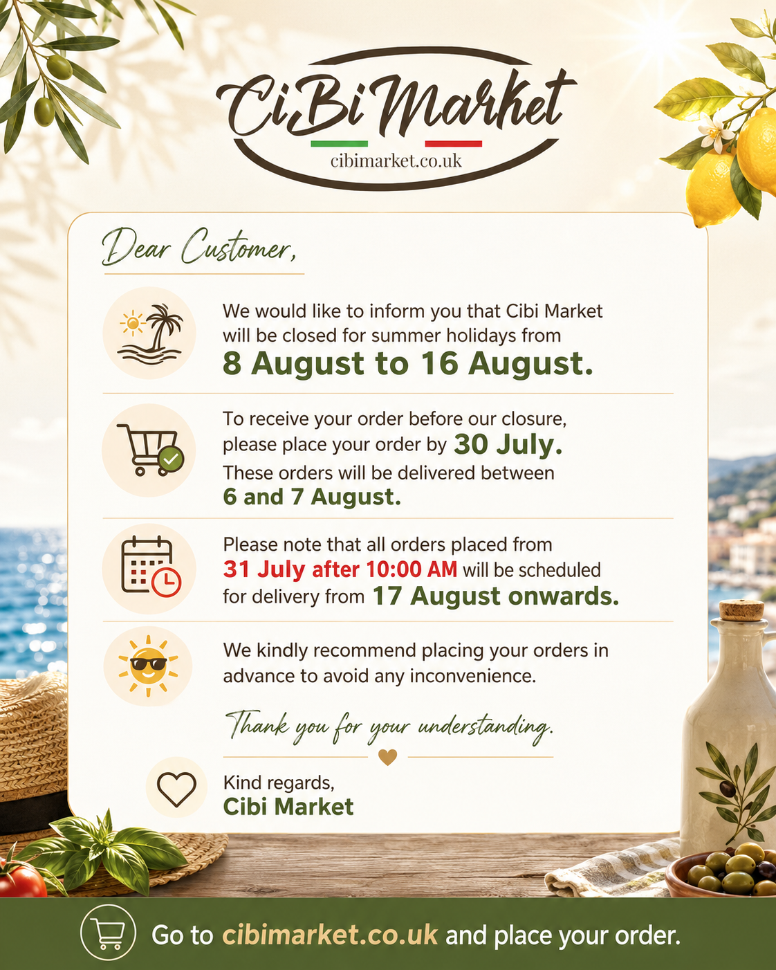 Summer Closure Notice