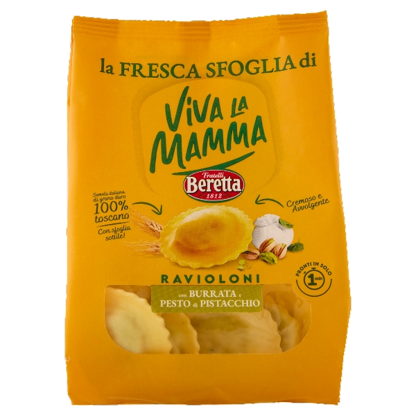 VIVA LA MAMMA STUFFED PASTA RAVIOLI BURRATA & PESTO PISTACHI 250 GR (6 in a box)
