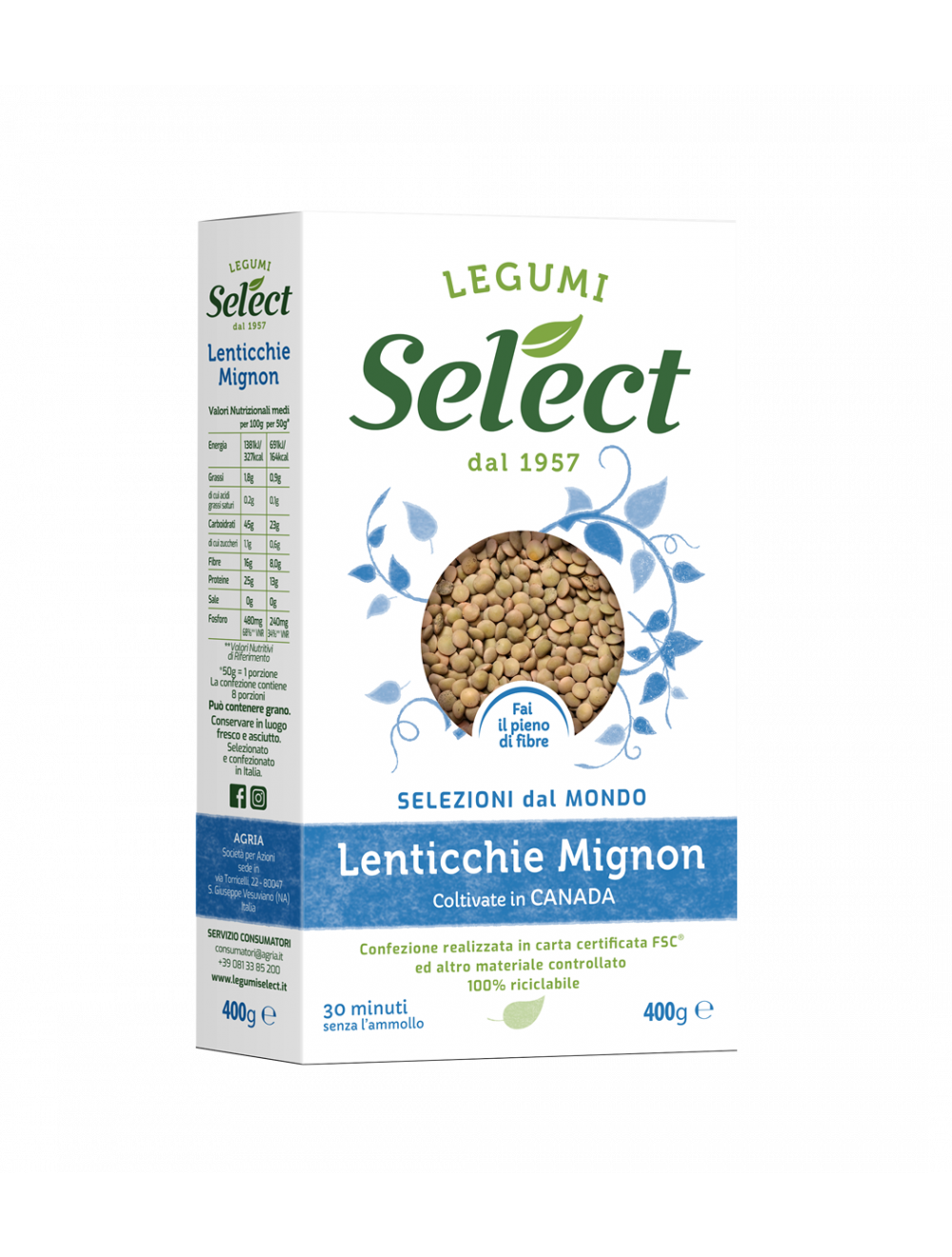 SELECT DRIED VEGETABLES LENTILS MIGNON 400 GR (18 in a box)