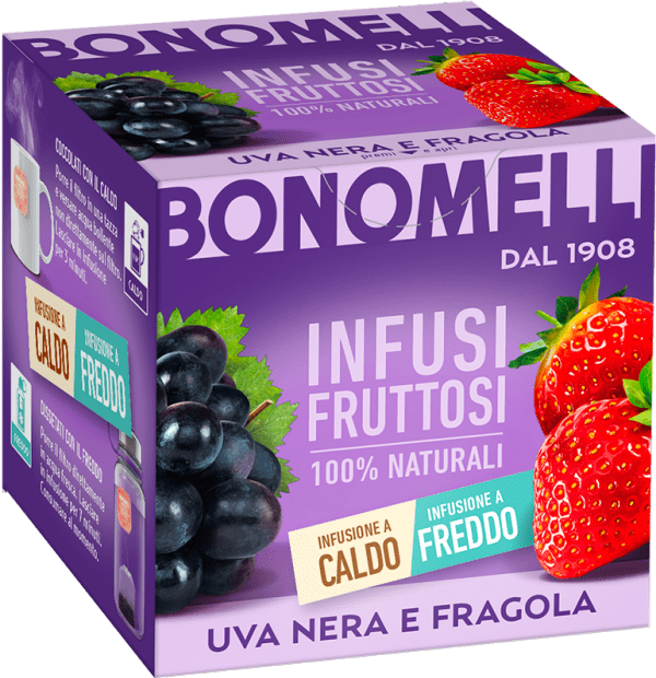 BONOMELLI INFUSION FRUITS BLACK GRAPES AND STRAWBERRIES 24 GR (12 in a box)