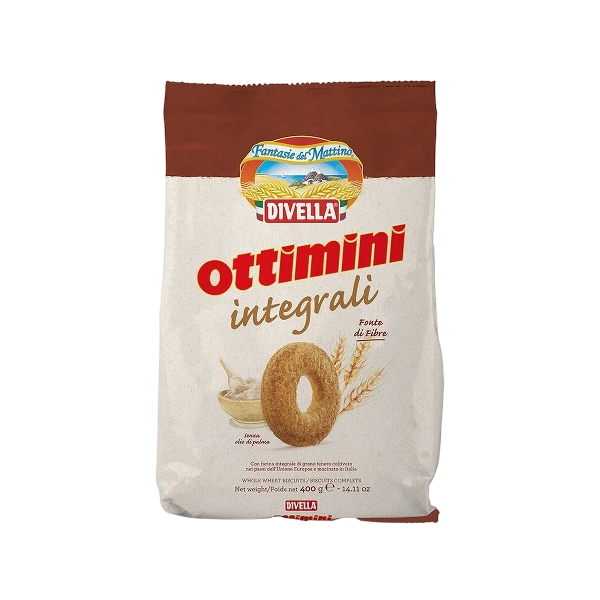 DIVELLA BISCOTTI WHOLEMEAL OTTIMINI INTEGRALI 400 GR (12 IN A BOX)