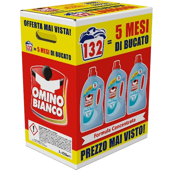 OMINO BIANCO LAUNDRY DETERGENT WHITE MUSK 44 WASHES X3 5.28 LT (1 in a box)