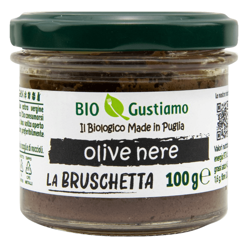 BIO GUSTIAMO SPREAD BRUSCHETTA BLACK OLIVES 100 GR (6 in a box)