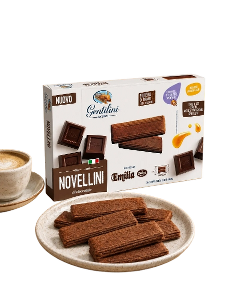 GENTILINI BISCOTTI NOVELLINI CHOCOLATE 240 GR (12 in a box)