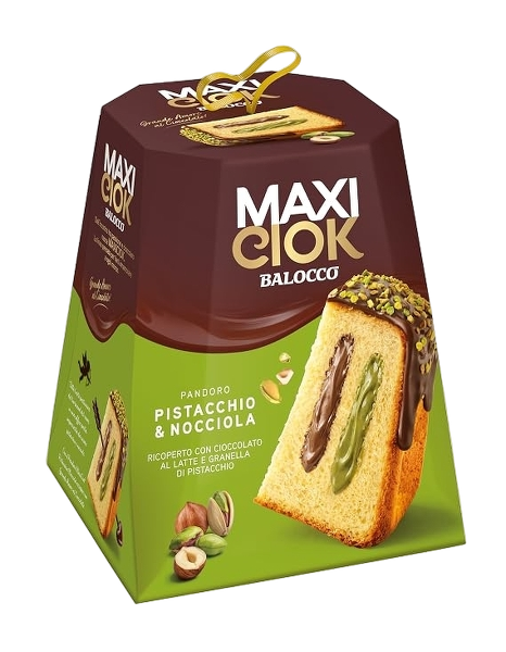 BALOCCO PANDORO MAXICIOK PISTACHIO AND HAZELNUT 800 GR (12 in a box)