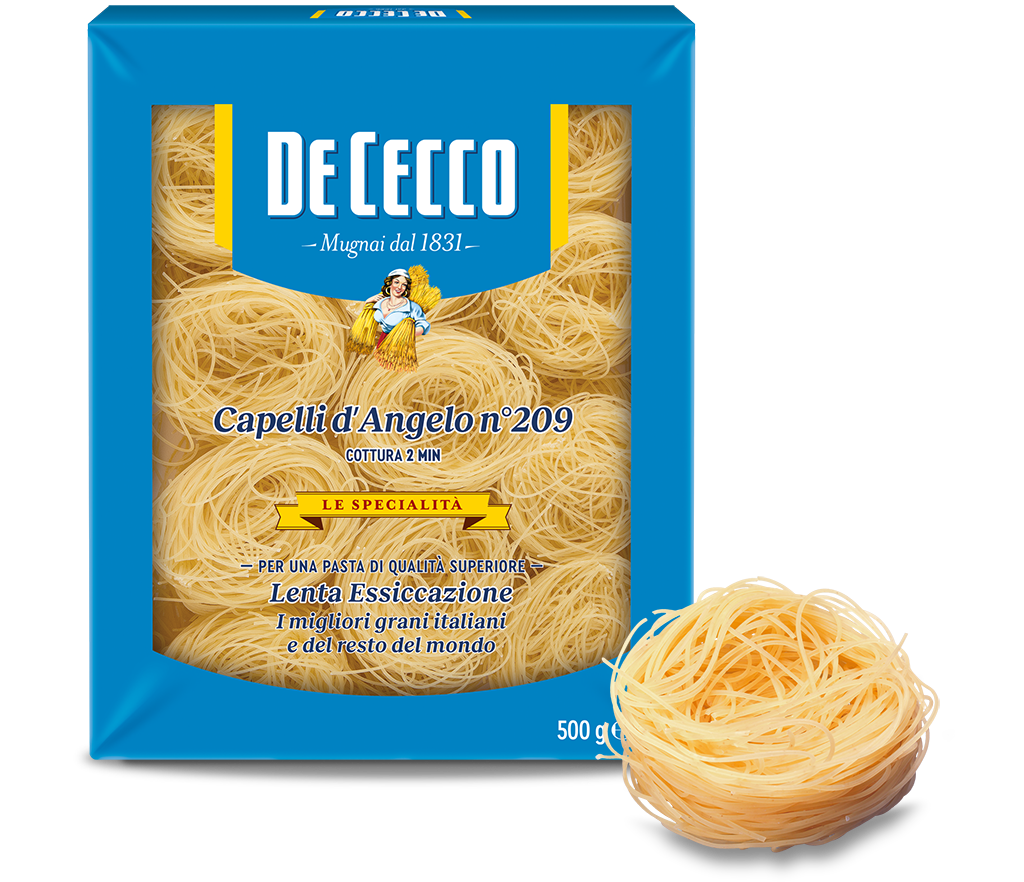 DE CECCO PASTA DI SEMOLA FORMATI SPECIALI CAPELLI D'ANGELO N.209 500 GR (8 in a box)