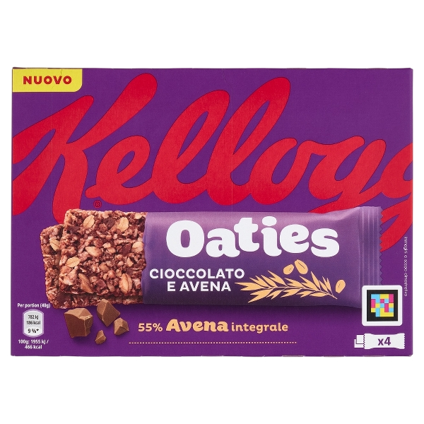 KELLOGG'S OATIES SNACK BARS CHOCOLATE AND OAT X4 160 GR (10 in a box)