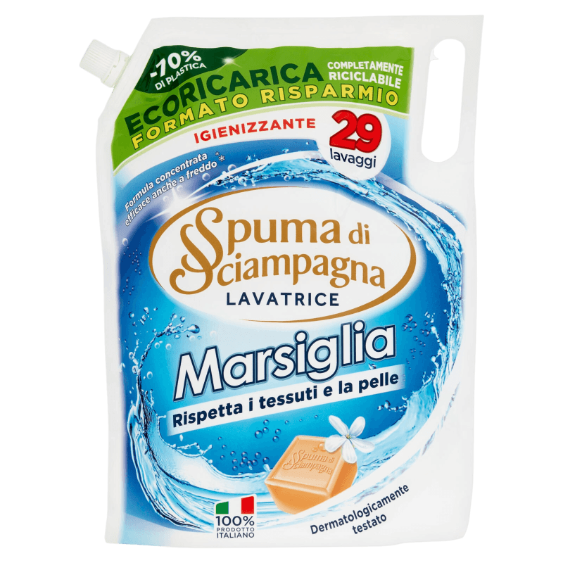 SPUMA DI SCIAMPAGNA LAUNDRY DETERGENT MARSIGLIA ECORICARICA 29 WASHES 1.30 LT (8 in a box)