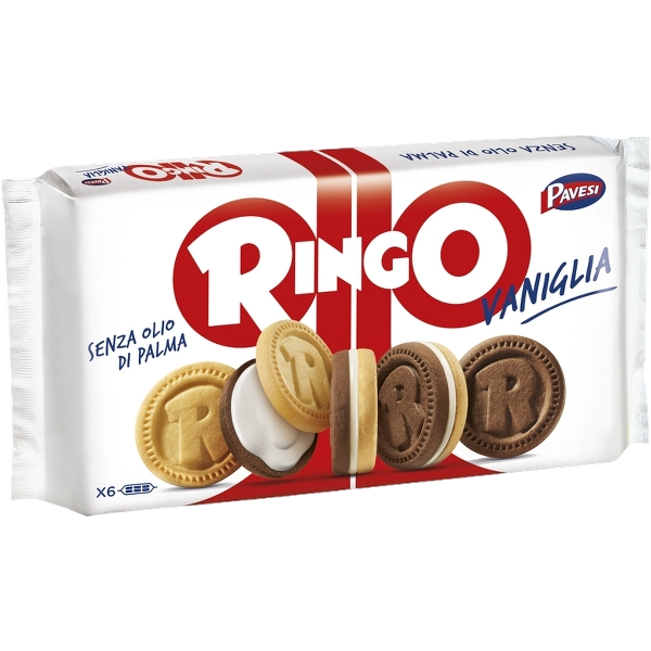 PAVESI RINGO BISCOTTI VANILLA FAMILY X6 330 GR (12 in a box)