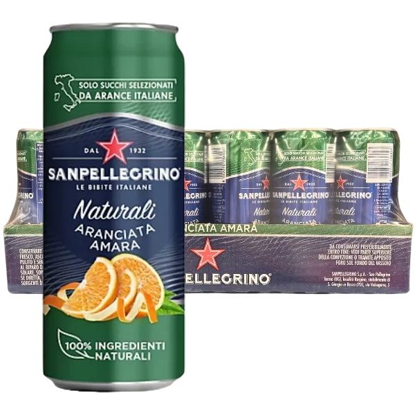 SAN PELLEGRINO ARANCIATA AMARA CANS 330 ML (24 in a box)