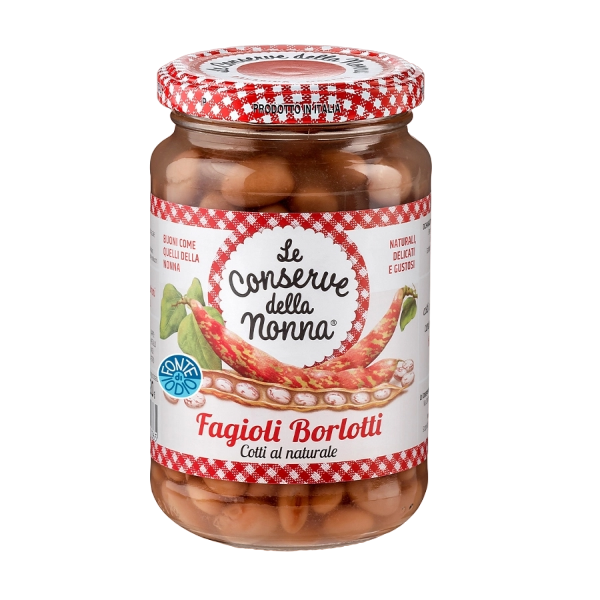 CONSERVE DELLA NONNA LEGUMES BEANS BORLOTTI IN BRINE 360 GR (12 in a box)