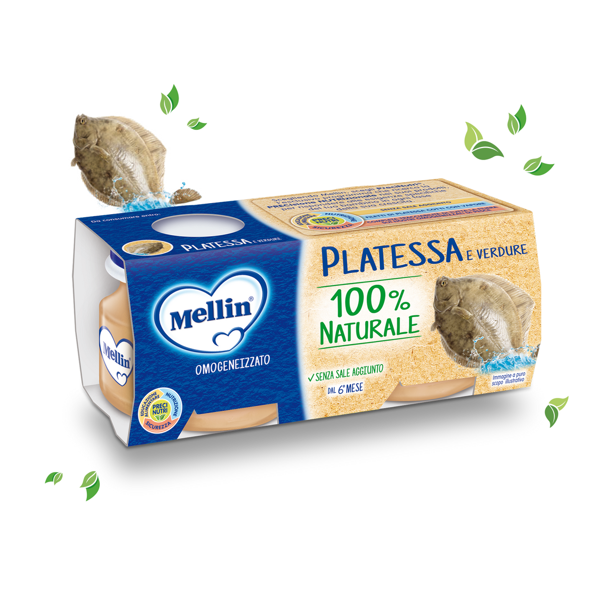 MELLIN HOMOGENIZED FISH PLATESSA 80 GR X2 (12 IN A BOX)