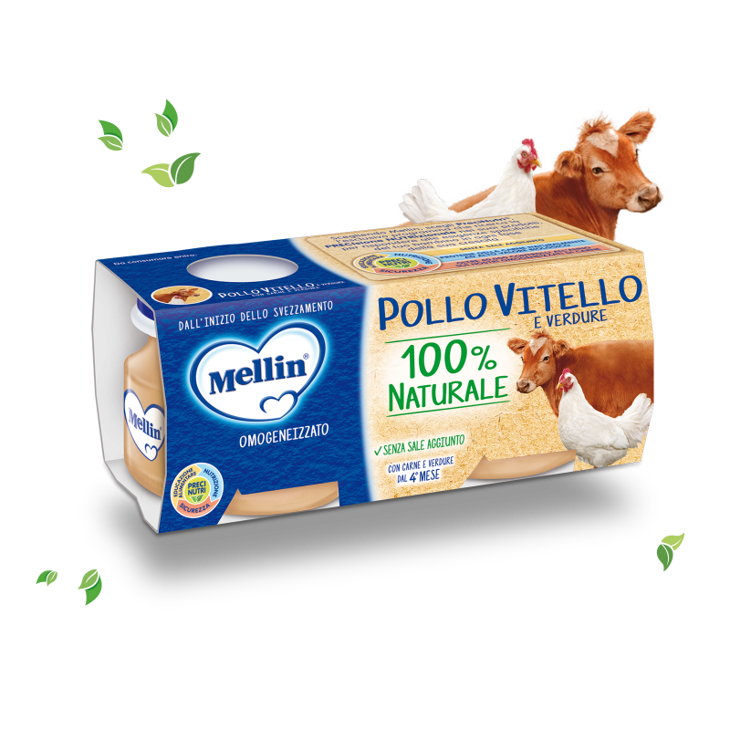 MELLIN HOMOGENIZED MEAT CHICKEN AND VEAL 80 GR X2 (12 in a box)