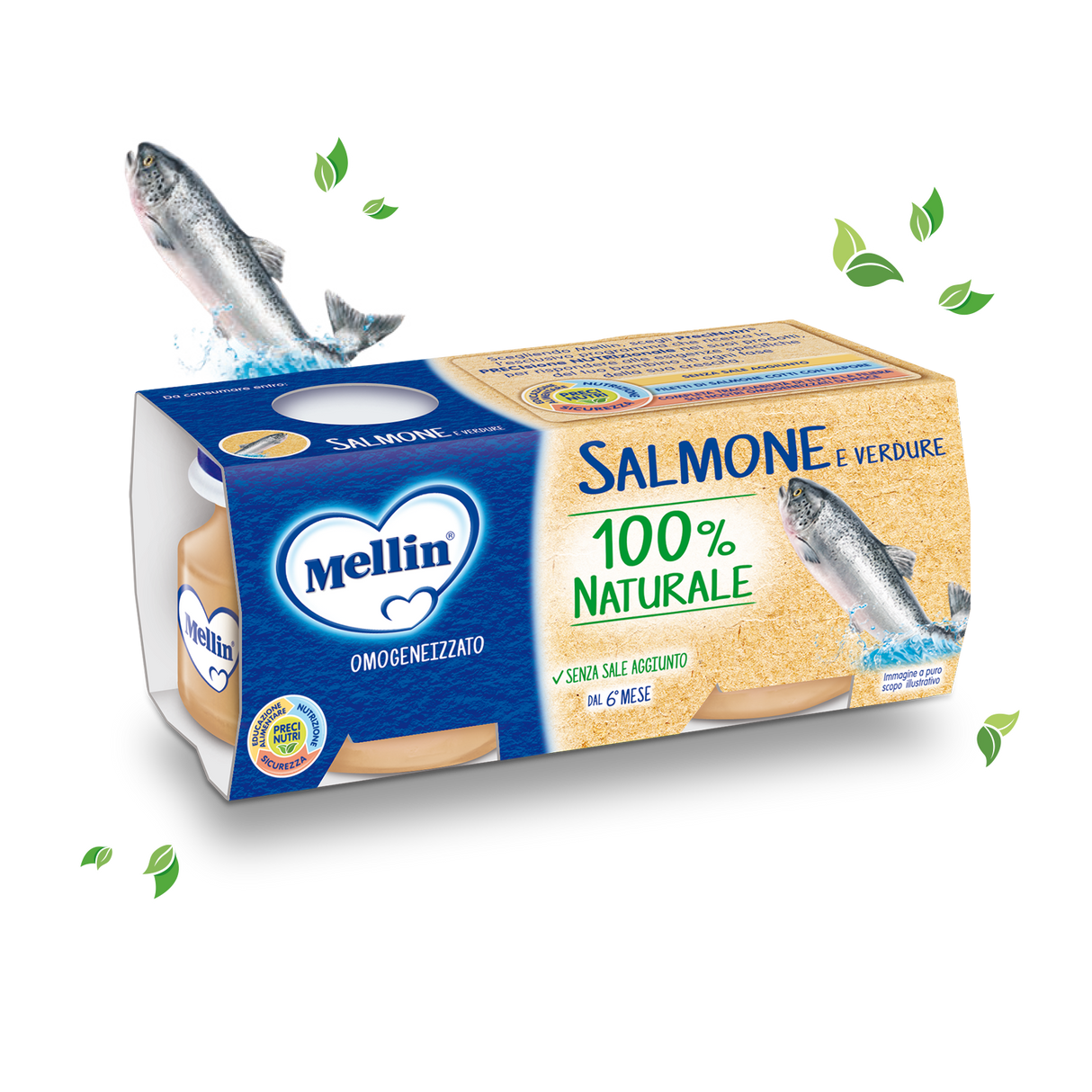 MELLIN HOMOGENIZED FISH SALMON 80 GR X2 (12 IN A BOX)