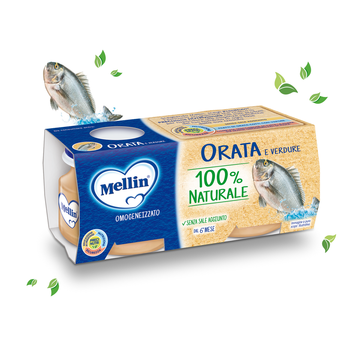 MELLIN HOMOGENIZED FISH ORATA 80 GR X2 160 GR (12 IN A BOX)