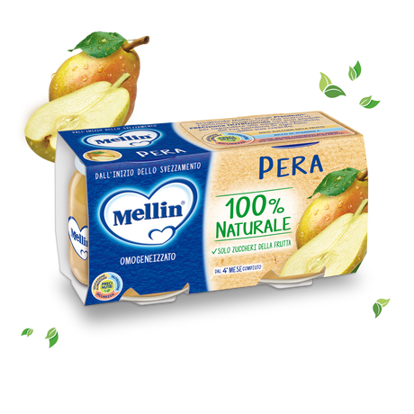 MELLIN HOMOGENIZED FRUIT PEAR 100 GR X2 (12 in a box)