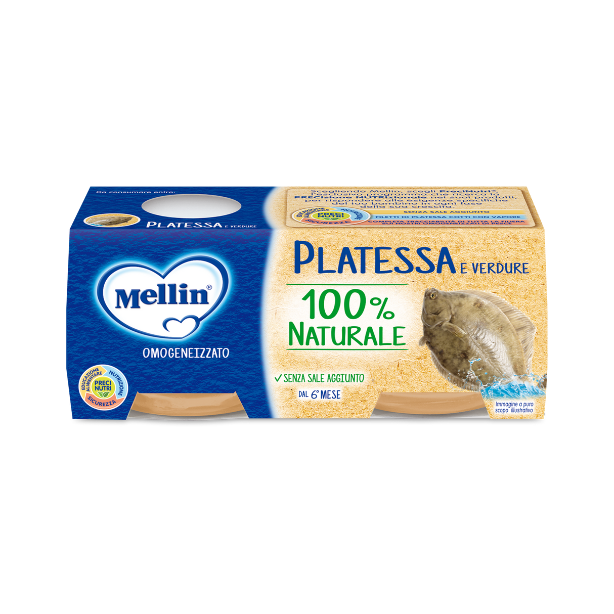 MELLIN HOMOGENIZED FISH PLATESSA 80 GR X2 (12 IN A BOX)