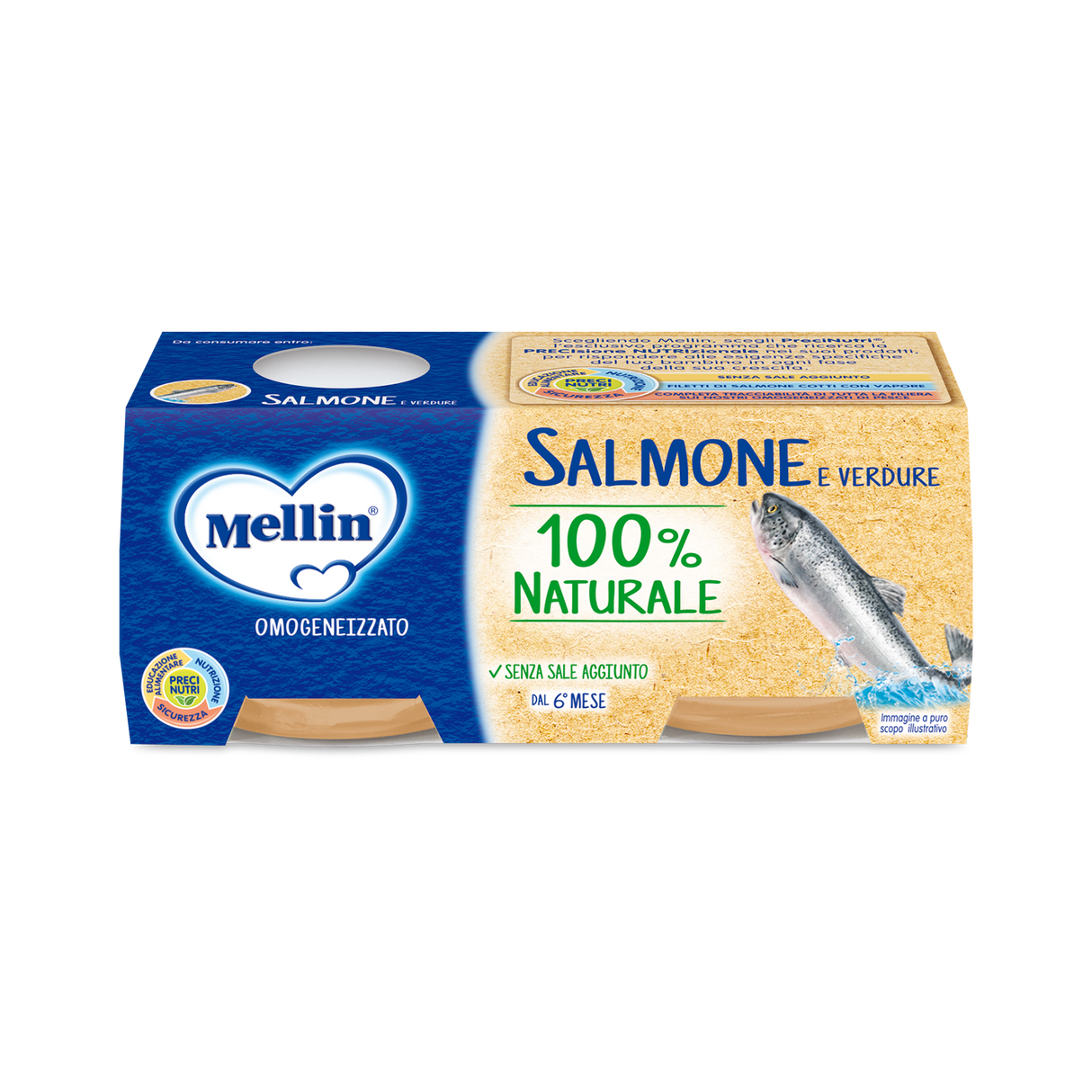 MELLIN HOMOGENIZED FISH SALMON 80 GR X2 (12 IN A BOX)
