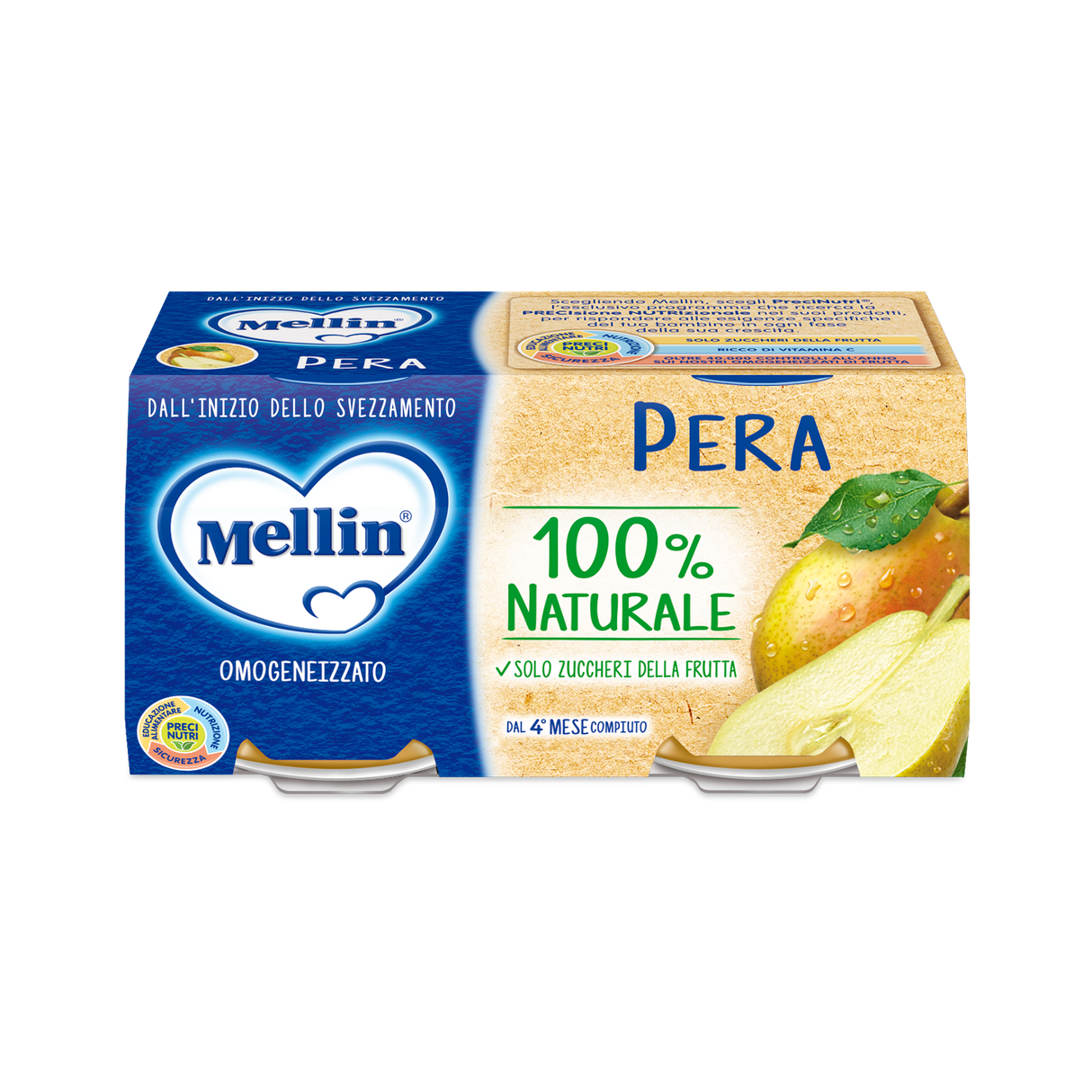 MELLIN HOMOGENIZED FRUIT PEAR 100 GR X2 (12 in a box)