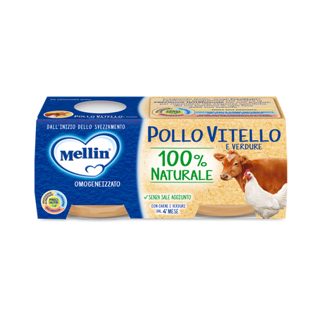 MELLIN HOMOGENIZED MEAT CHICKEN AND VEAL 80 GR X2 (12 in a box)