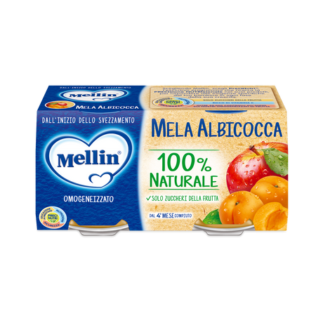 MELLIN HOMOGENIZED FRUIT APPLE APRICOT 100 GR X2 (12 in a box)