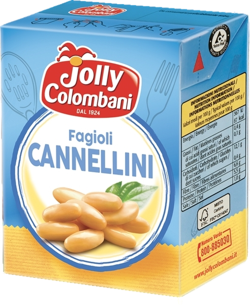 JOLLY COLOMBANI LEGUMES BEANS CANNELLINI IN BRINE BRICK 380 GR (16 in a box)