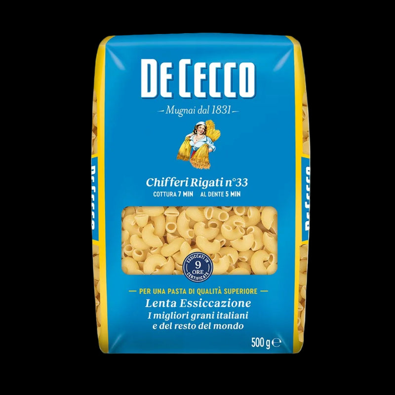 DE CECCO PASTA DI SEMOLA CHIFFERI RIGATI N.33 500 GR (24 in a box)