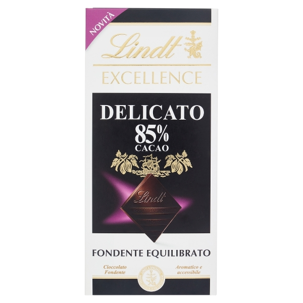 LINDT EXCELLENCE CHOCOLATE BAR DARK DELICATO 85% 100 GR (20 in a box)