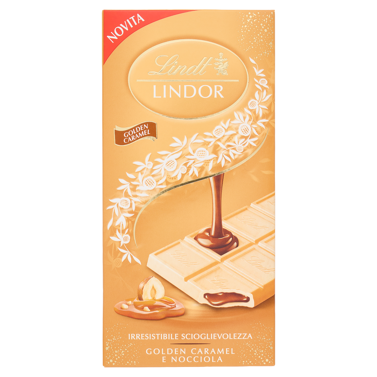 LINDT LINDOR CHOCOLATE BAR GOLDEN CARAMEL 100 GR (18 in a box)