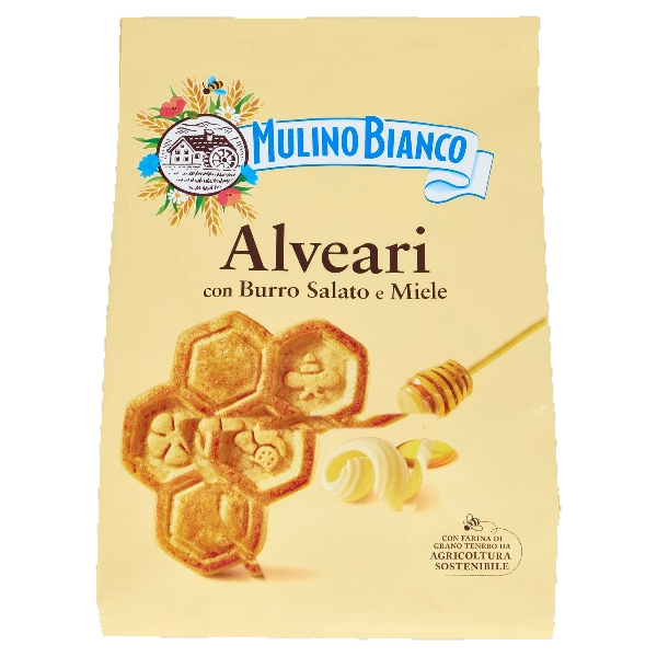 MULINO BIANCO BISCOTTI ALVEARI SALTED BUTTER AND HONEY 600 GR (12 in a box)