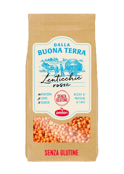 PEDON BUONA TERRA DRIED RED LENTILS PEELED 350 GR (12 in a box)