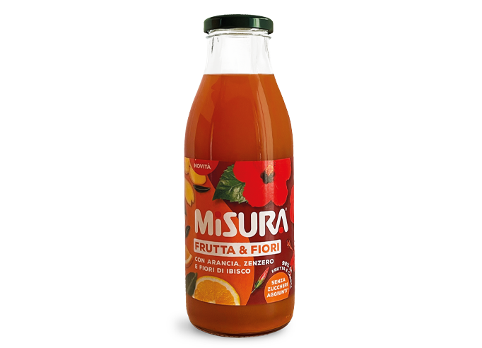 MISURA FRUIT JUICE FRUTTA & FIORI ORANGE GINGER AND IBISCO FLOWERS GLASS 500 ML (6 IN A BOX)