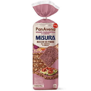 MISURA FIBRE EXTRA BREAD WHOLEMEAL PAN AVENA SESAM BEETROOT CARROT 400 GR (8 in a box)
