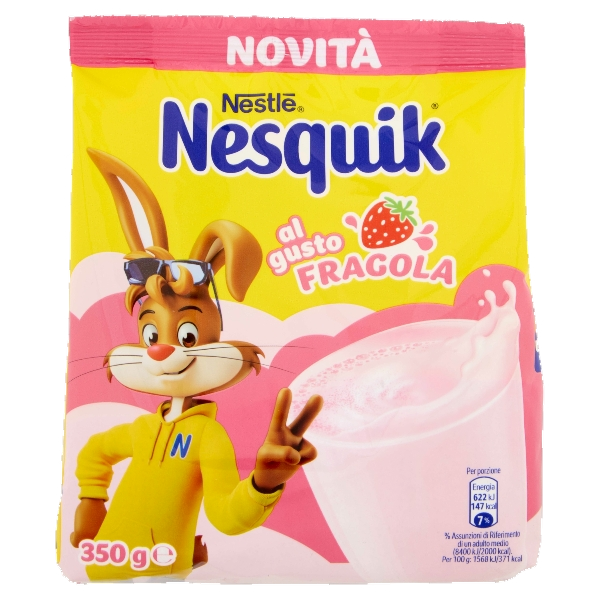 NESTLE' NESQUIK WATER-SOLUBLE INSTANT STRAWBERRY DRINK 350 GR (14 in a box)