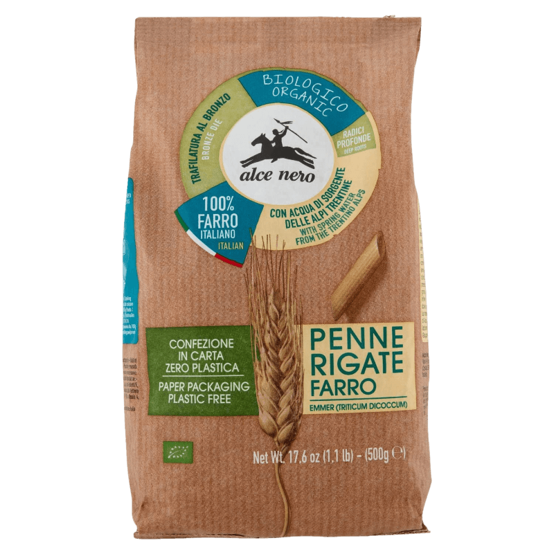 ALCENERO PASTA AL FARRO BARLEY PENNE RIGATE 500 GR ( 12 in a box)