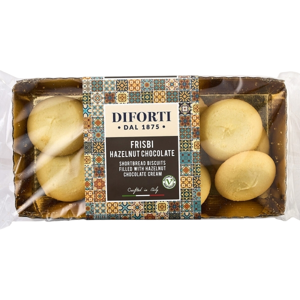 DIFORTI DESSERT BISCUITS FRISBI FILLED HAZELNUT CHOCOLATE CREAM 200 GR (6 in a box)