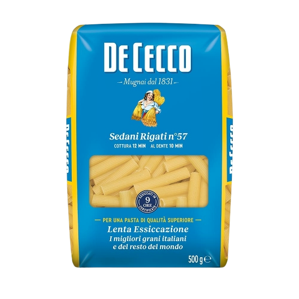 DE CECCO PASTA DI SEMOLA SEDANI RIGATI N.57 500 GR (24 in a box)