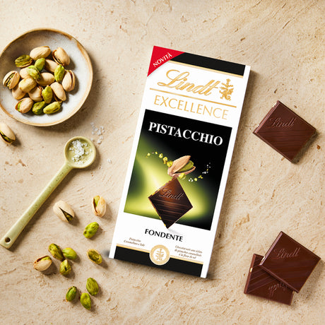 LINDT EXCELLENCE CHOCOLATE BAR DARK PISTACHIO 100 GR (20 in a box)