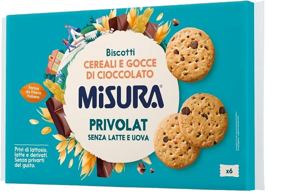 MISURA PRIVOLAT BISCOTTI CEREALS AND CHOCOLATE CHIPS MULTIPACK X6 280 GR (10 in a box)