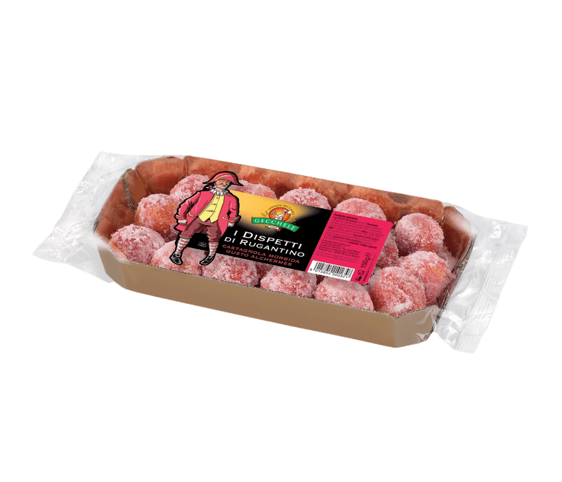 GECCHELE CASTAGNOLE DI CARNEVALE DISPETTI DI RUGANTINO ALCHERMES 150 GR (6 in a box)