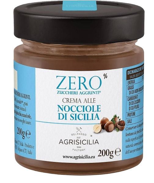 AGRISICILIA SPREAD ZERO CREAM HAZELNUT 200 GR (6 in a box)