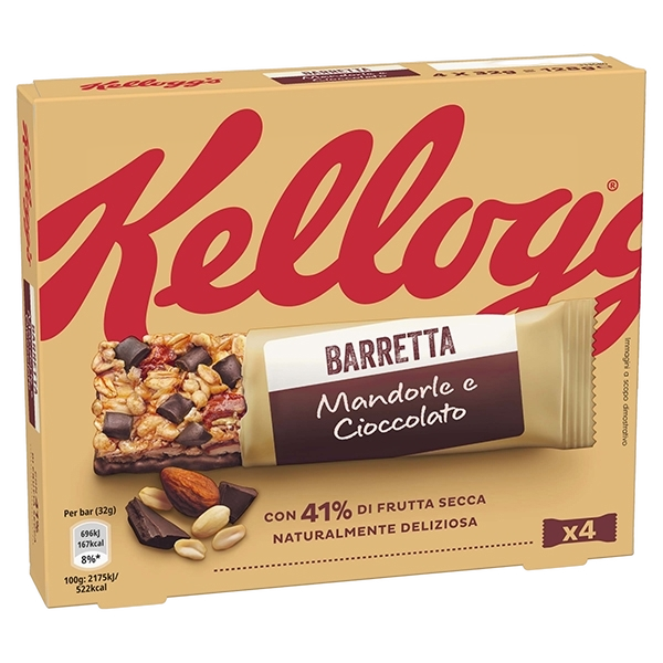 KELLOGG'S SNACK BARS ALMONDS AND CHOCOLATE X4 128 GR (10 in a box)