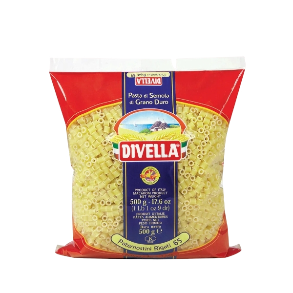 DIVELLA PASTINA DI SEMOLA PATERNOSTINI RIGATI N.65 500 GR (24 in a box)