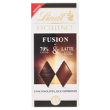 LINDT EXCELLENCE CHOCOLATE BAR FUSION 70% COCOA & LATTE EXTRA CREMOSO 100 GR (20 in a box)